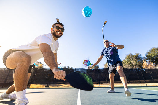 Friends playing pickleball